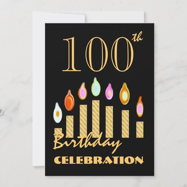 100th and Over Birthday Gold Party Invitation (Front)