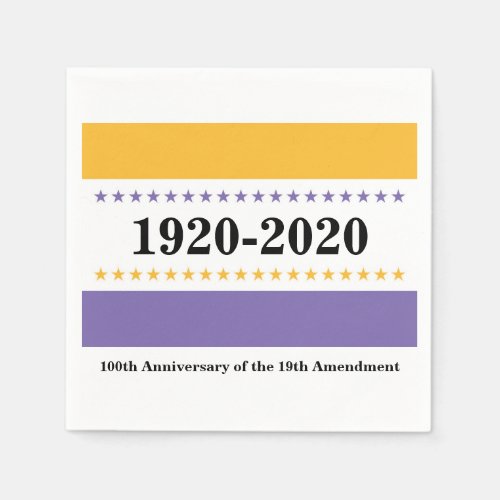 100th Anniversary 19th Amendment Set of 50 Napkins