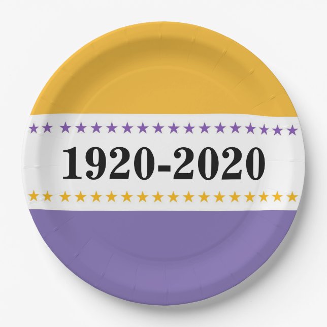 100th Anniversary 19th Amendment Victory Flag Vote Paper Plates (Front)