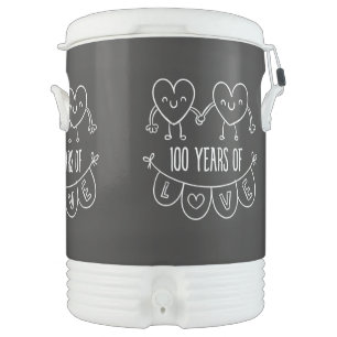 100th Anniversary Gift Chalk Hearts Beverage Cooler