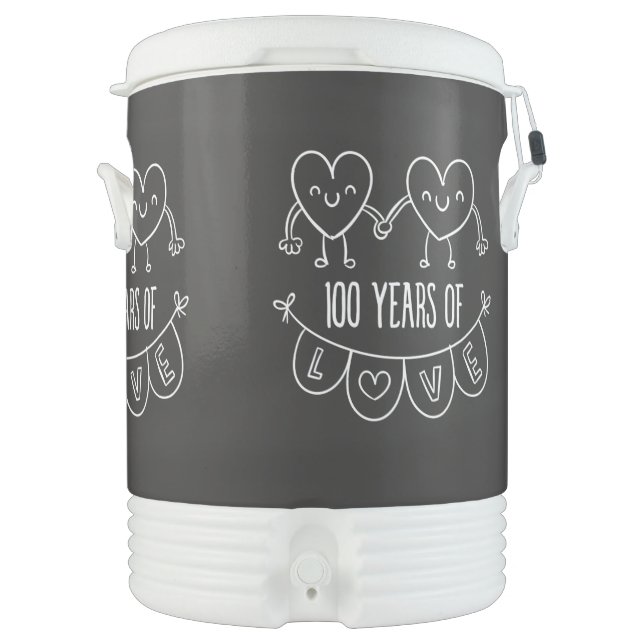 100th Anniversary Gift Chalk Hearts Beverage Cooler (Front)