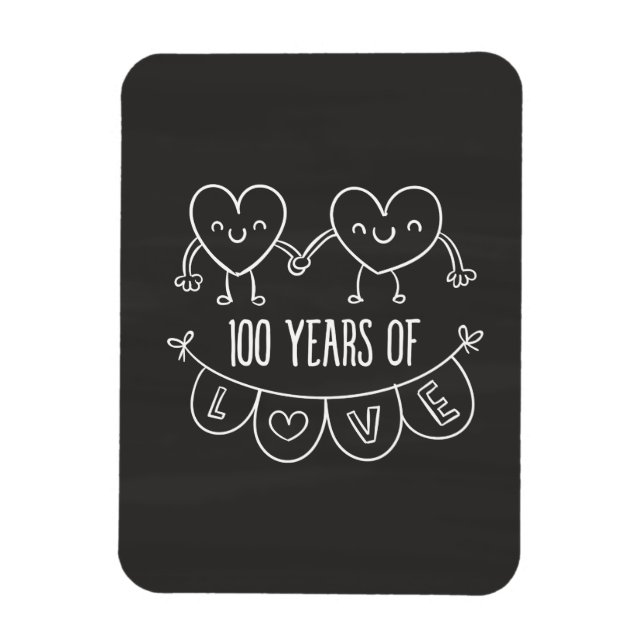 100th Anniversary Gift Chalk Hearts Magnet (Vertical)