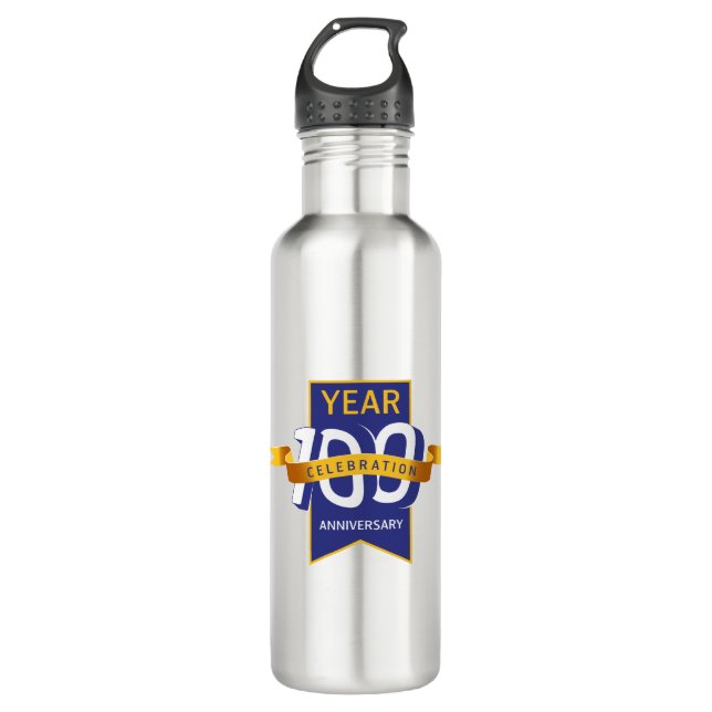 100th_anniversary_logo stainless steel water bottle (Front)