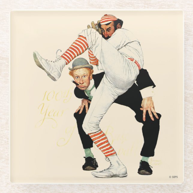 100th Anniversary of Baseball Glass Coaster (Front)