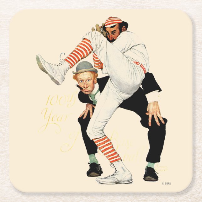 100th Anniversary of Baseball Square Paper Coaster (Front)