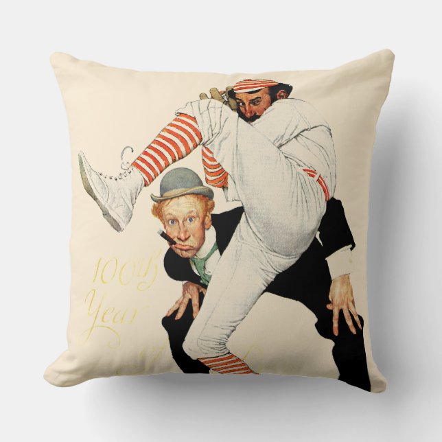 100th Anniversary of Baseball Throw Pillow (Front)