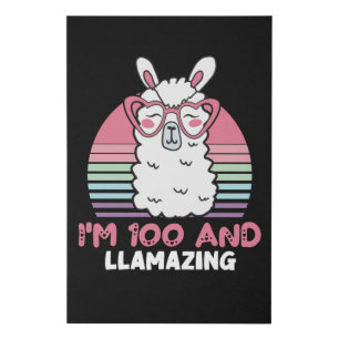 100th Bday Llamazing Llama 100 Year Old Birthday Faux Canvas Print