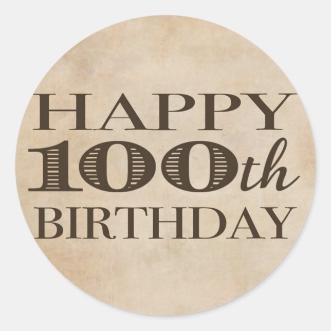100th Birthday Accent Classic Round Sticker (Front)