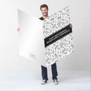 100th Birthday Age Number Pattern Black/White Card