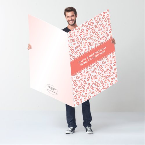 100th Birthday Age Number Pattern Coral/White