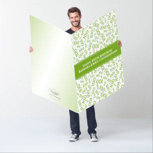 100th Birthday Age Number Pattern Green/White Card