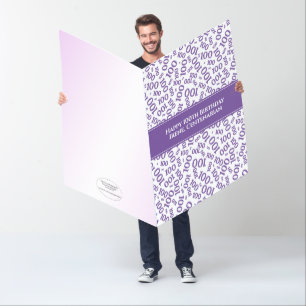 100th Birthday Age Number Pattern Purple/White Card