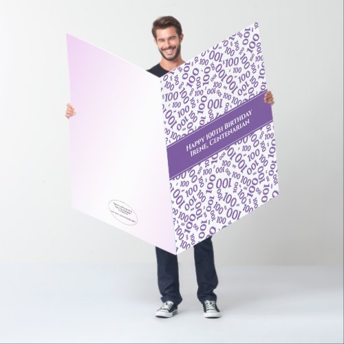 100th Birthday Age Number Pattern Purple/White