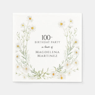 100th Birthday April Birth Month Flower Daisy Napkins