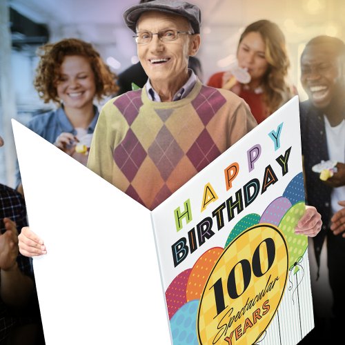 100th Birthday Balloons Oversized Card