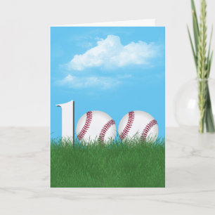 100th Birthday Baseball In Green Grass Card