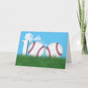 100th Birthday Baseballs In Green Grass Card