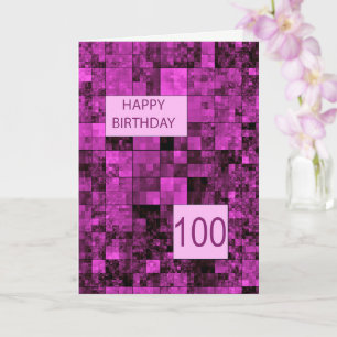100th Birthday Birthday Pink Pattern Card