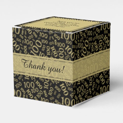 100th Birthday BlackGold Random Number Pattern Favor Boxes