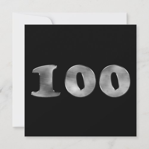 Black 100th Birthday Silver Number 100 Announcements