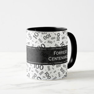 100th Birthday Black/White Random Number Pattern Mug