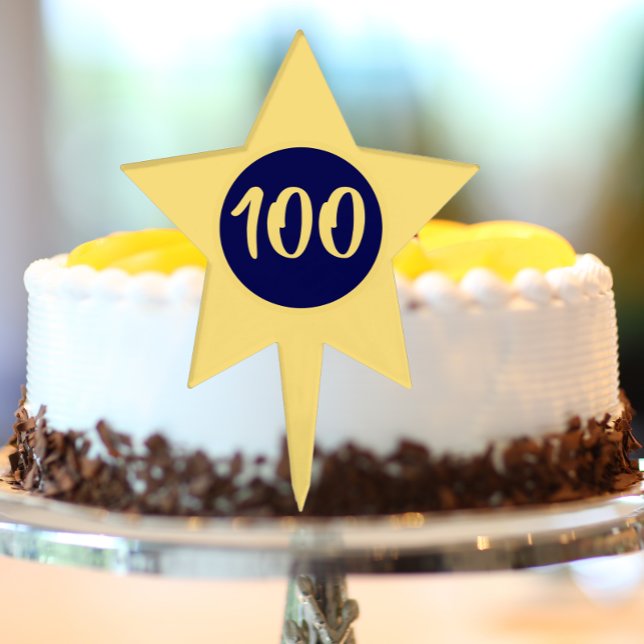 100th Birthday Blue and Yellow Star Cake Topper (In Situ Cake)