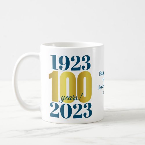 100th Birthday Blue Gold Coffee Mug