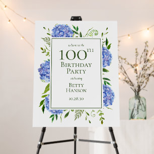 100th Birthday Blue Hydrangeas Foam Board