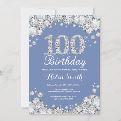 100th Birthday Blue Silver Diamond