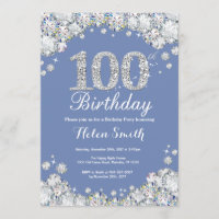 100th Birthday Blue Silver Diamond