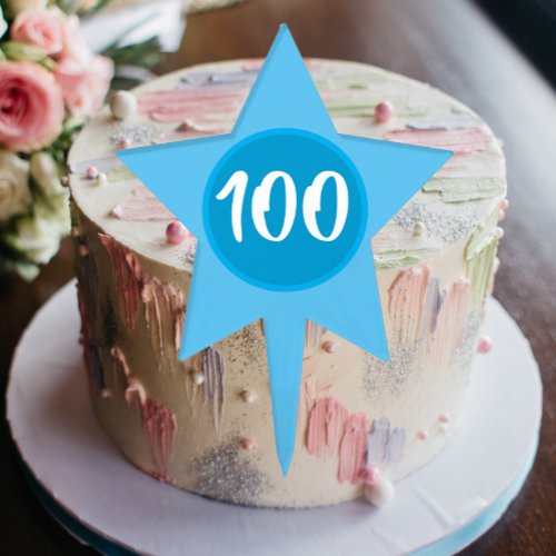 100th Birthday Blue Star Cake Topper