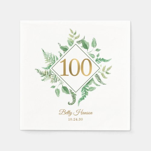 100th Birthday Botanical Napkins