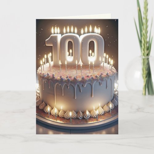 100th Birthday Cake and Candles Card