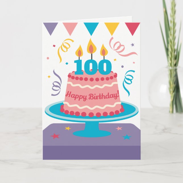 100th Birthday Cake: Customizable! Card (Front)