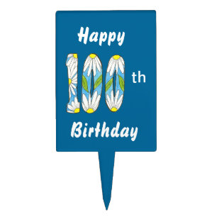 100th Birthday cake pick with daisies
