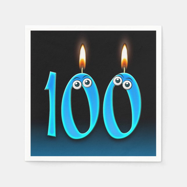 100th Birthday Candles With Eyeballs Napkins (Front)