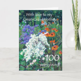 100th Birthday Card for Great-grandmother - Garden