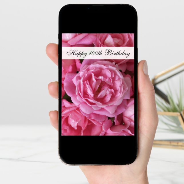 100th Birthday Card - Roses for 100 Year (Front Digital)