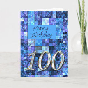 100th Birthday card with abstract squares.