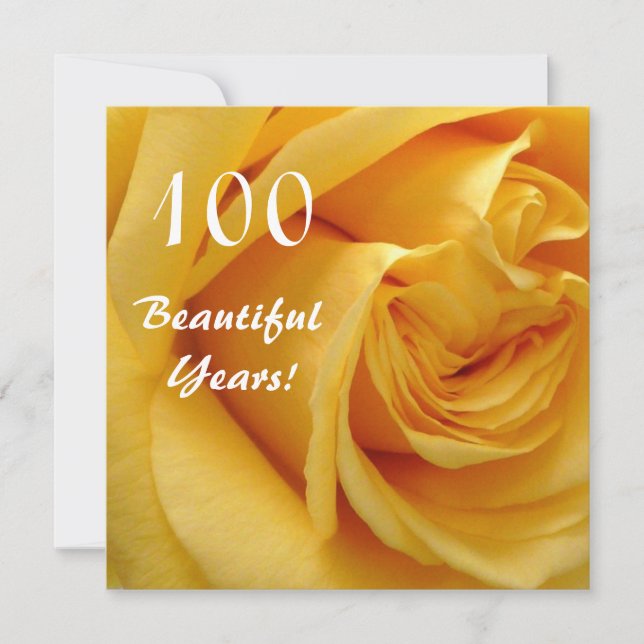100th Birthday Celebration-Deep Yellow Rose Invitation (Front)