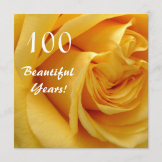 100th Birthday Celebration-Deep Yellow Rose Invitation