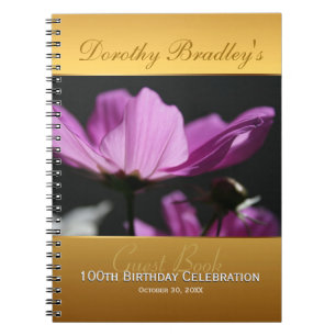 100th Birthday Celebration Floral Custom Guest B Notebook