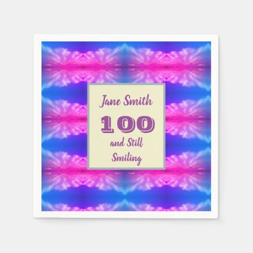 100th Birthday Celebration Neon Milestone Party Napkins