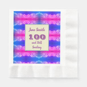 100th Birthday Celebration Neon Milestone Party Napkins