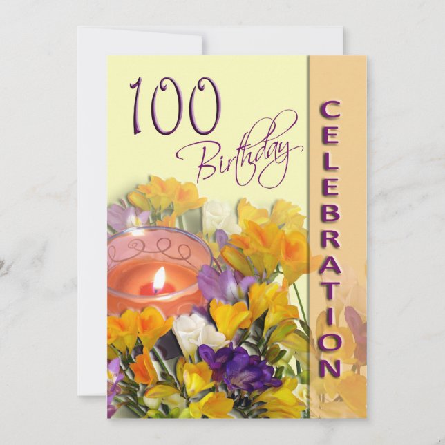 100th Birthday Celebration party invitation (Front)