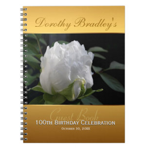 100th Birthday Celebration Peony Custom Guest Book