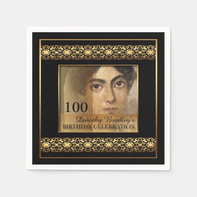 100th Birthday Celebration Photo Paper Napkins (Front)