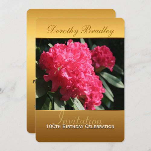 100th Birthday Celebration Rhododendron Invitation