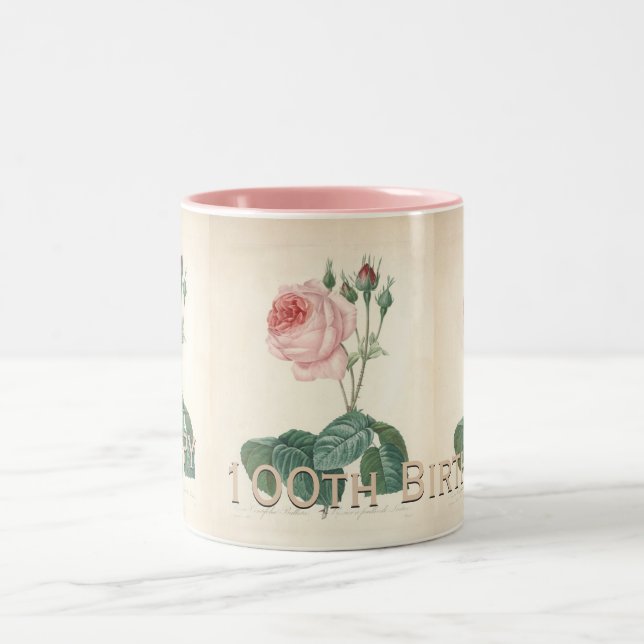 100th Birthday Celebration Vintage Rose Mug (Center)