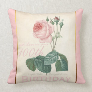 100th Birthday Celebration Vintage Rose Pillow